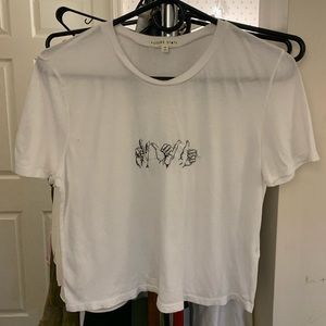 Cropped, white graphic t-shirt (M), Future State